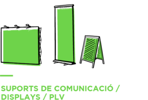 ICONA suports comunicació displays PLV rollups fotocalls elements divisòris guies de subjecció banne